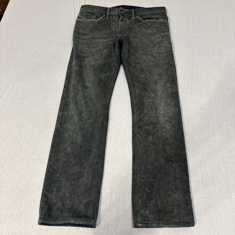 Diesel Black Gold Jeans Size 33 (34x30) Tapered Leg Black Texture EUC